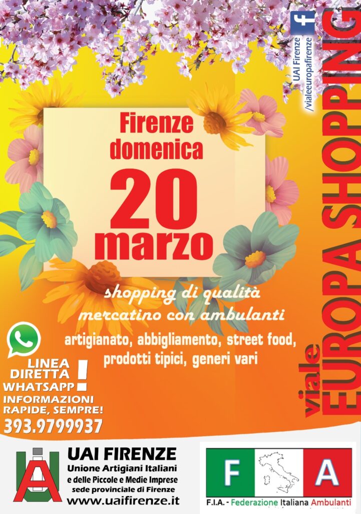 Locandina fiera Viale Europa Shopping Firenze, domenica 20 marzo 2022